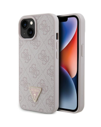 Guess Leather 4G Triangle Strass case for iPhone 15 - pink
