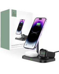 Индуктивное зарядное устройство Tech-Protect QI15W-A22 с подставкой 3 в 1 MagSafe для смартфона | Apple Watch | AirPods - черный