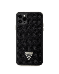 Guess Rhinestones Triangle Metal Logo Case iPhone 11 Pro Max Black