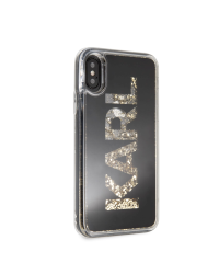 KLHCPXKAGBK Karl Lagerfeld PC/TPU Liquid Glitter Mirror Cover for iPhone X/XS Black