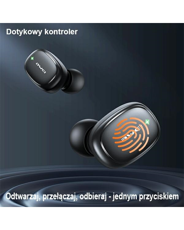 Дополнительное изображение книги «AWEI słuchawki Bluetooth 5.1 T13 Pro TWS + stacja dokująca czarny|black»