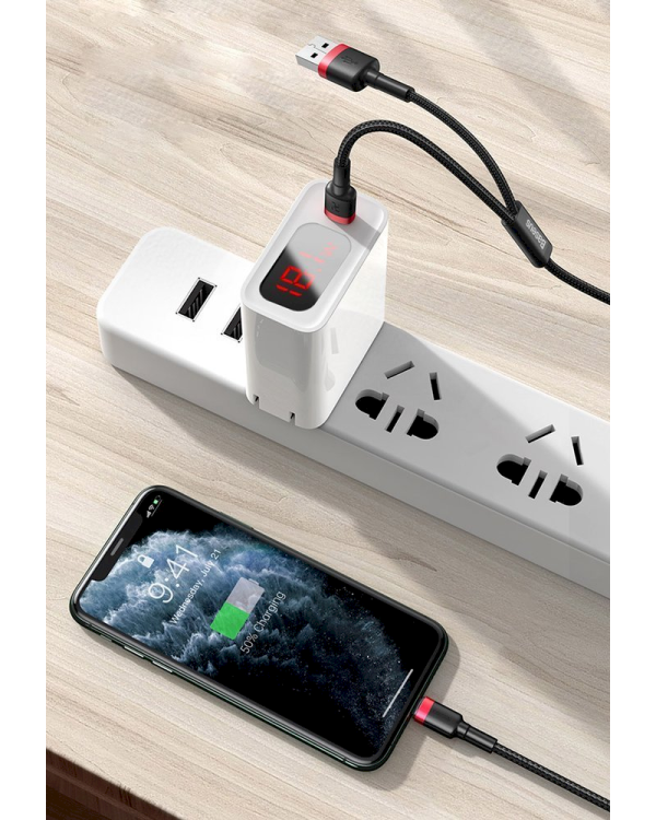 Baseus Cafule CATKLF-EL91 USB-C -> Lightning Провод для Зарядки 18W / PD 2.0 / 100 cm Черно - Красный