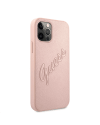 GUHCP12LRSAVSRG Guess PU Saffiano Vintage Script Case for iPhone 12 Pro Max Rose Gold