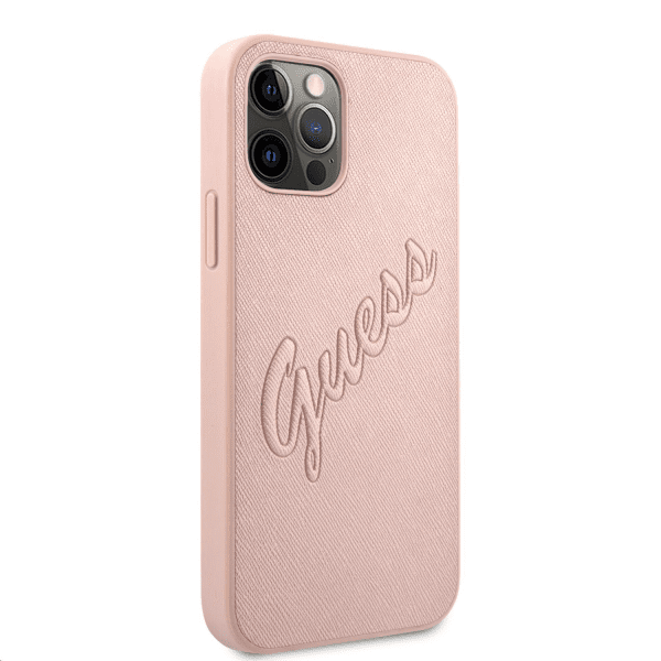 GUHCP12LRSAVSRG Guess PU Saffiano Vintage Script Case for iPhone 12 Pro Max Rose Gold