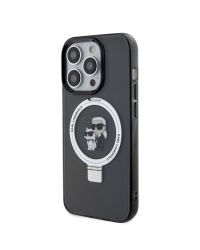 Karl Lagerfeld Ringstand Karl and Choupette MagSafe Case for iPhone 15 Pro Max Black