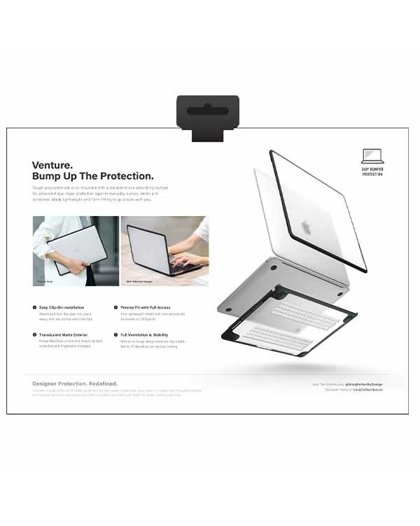 Чехол UNIQ Venture MacBook Air 13" (2018- 2022) черный|midnight black