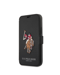 USFLBKP12SPUGFLBK U.S. Polo Embroidery Book Case for iPhone 12 mini 5.4 Black