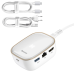 Baseus 6in1 USB Type C Multifunctional HUB, memory card reader, network adapter (USB 3.0, RJ45, HDMI, SD, micro SD) Power Delivery 60 W white (CAHUB-AU02)