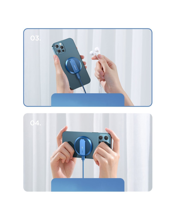 Joyroom wireless Qi charger 15 W for iPhone (MagSafe compatible) + USB Type C cable blue (JR-A28)