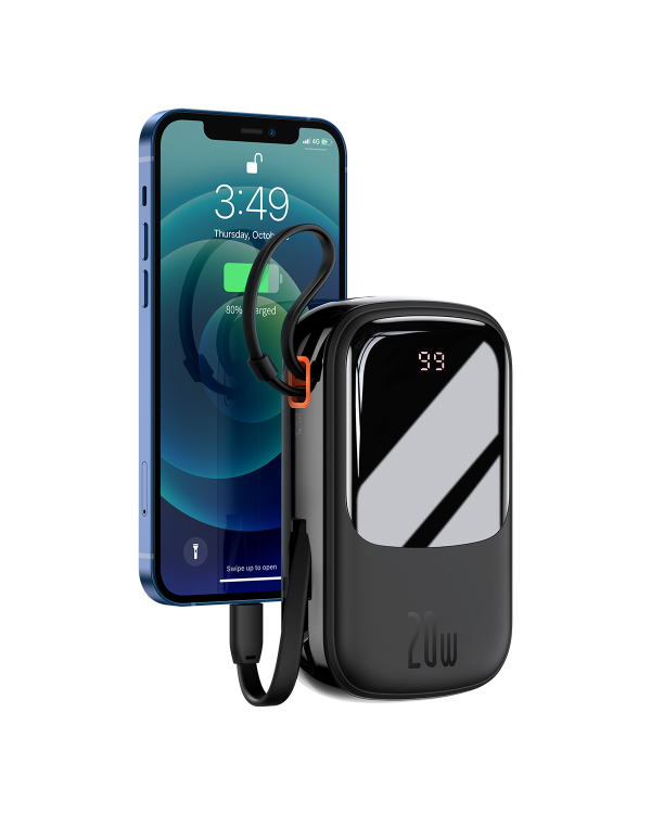 Powerbank Baseus Qpow PRO with cable, 20000mAh, 20W (Black)