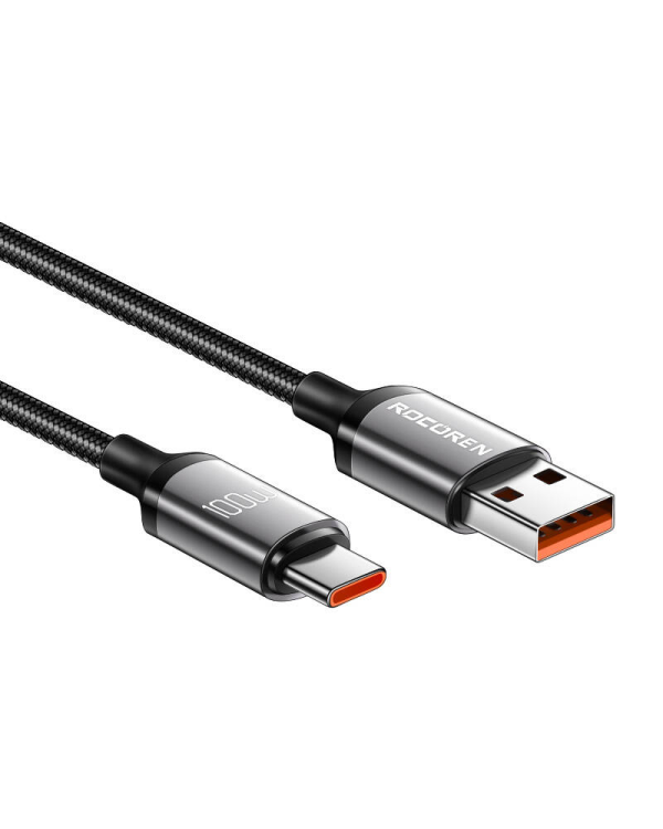 Fast Charging cable Rocoren USB-A to USB-C Retro Series 1m 100W (grey)