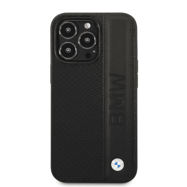BMW Signature Leather Big Logo Case for iPhone 14 Pro Black