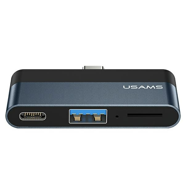 USAMS Adapter HUB USB 3.0|USB-C|Micro SD szary|grey SJ491HUB01 (US-SJ491) USAMS Adapter HUB USB 3.0|USB-C|Micro SD szary|grey SJ491HUB01 (US-SJ491)