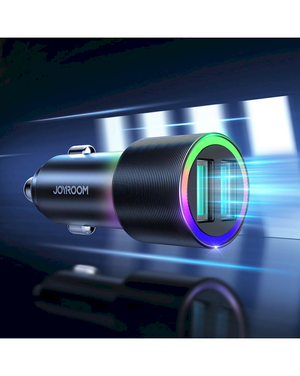 Автомобильное зарядное устройство Joyroom 2 x USB с подсветкой 24 Вт черное (JR-CL10)