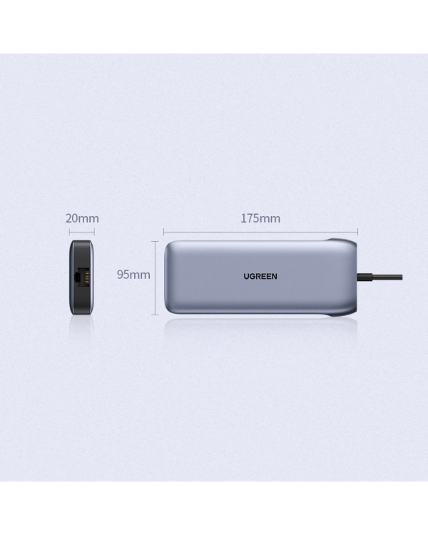 Ugreen multi-functional HUB 9in1 USB Type C - HDMI, DP, VGA, 2 x USB, RJ45 Ethernet, SD | TF card reader, USB Type C PD 100W gray (CM274)