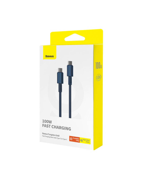 Кабель USB-C - USB-C Baseus Tungsten Gold, 100 Вт, 1 м (синий)
