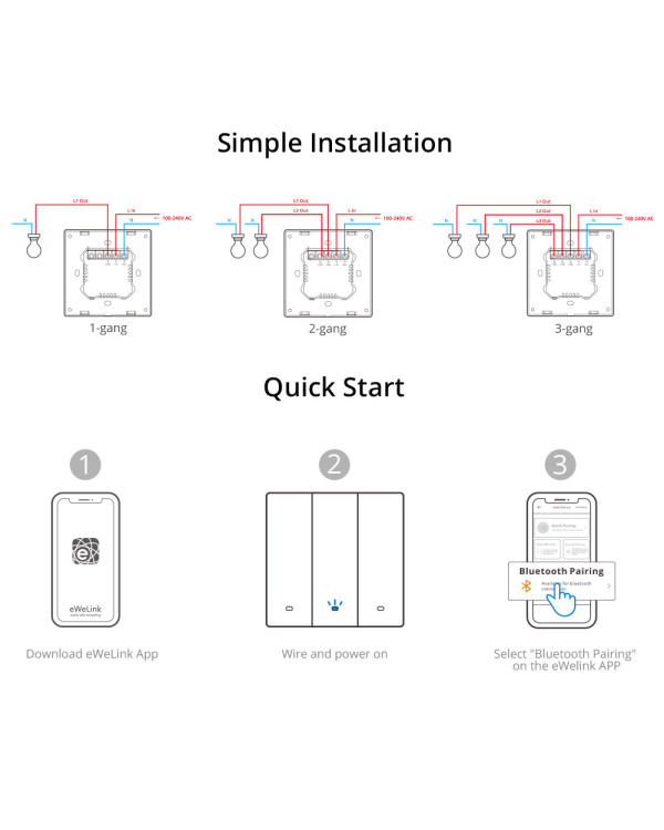 Sonoff Smart 3-канальный Wi-Fi настенный выключатель черный (M5-3C-80)