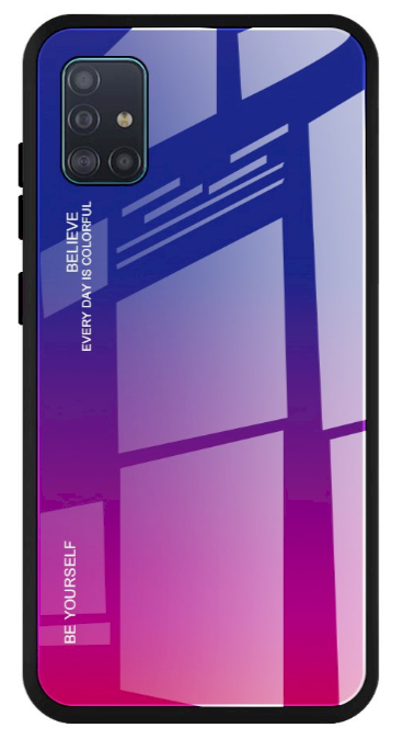 Fusion Gradient Glass Back Case Силиконовый чехол для Samsung A515 Galaxy A51 Синий - Фиолетовый