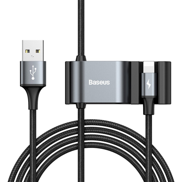 Обложка книги «Baseus Special Data Cable for Backseat USB to Lightning + 2x USB HUB black (CALHZ-01)»