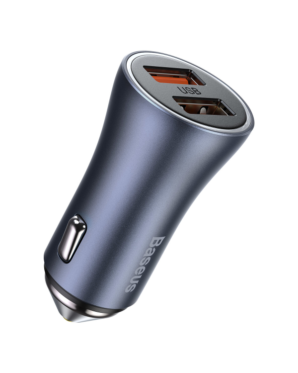 Baseus Golden Contactor Pro quick car charger 2x USB 40 W Quick Charge SCP FCP AFC + USB - USB Type C cable gray (TZCCJD-A0G)