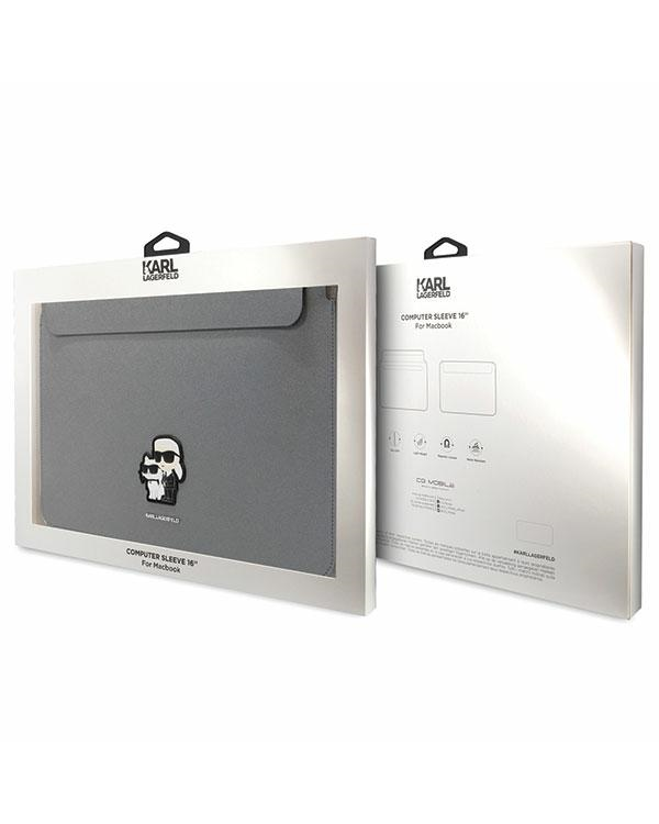 Karl Lagerfeld Sleeve KLCS16SAKCPMG 16" silver|silver Saffiano Karl&Choupette