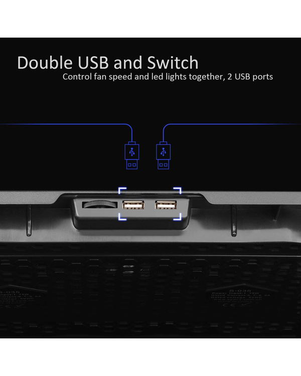 Охлаждающая подставка Platinet PLCP5FB для ноутбуков 17'' черная