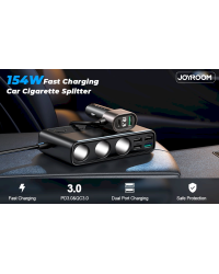 Joyroom JR-CL06 Multi 3 Sockets and 5 Ports Car Charger Black