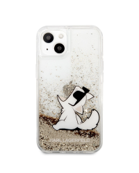 KLHCP13SGCFD Karl Lagerfeld Liquid Glitter Choupette Eat Case for iPhone 13 mini Gold