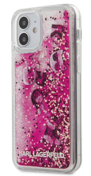 Karl Lagerfeld KLHCP12SROPI Liquid Glitter Charms Cover Чехол для Apple iPhone 12 Mini розовый