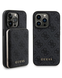 Zestaw Guess GUBPM5P15L4GEMGK iPhone 15 Pro 6.1" hardcase + Powerbank 5000mAh MagSafe czarny|black 4G Metal Logo