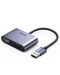 Адаптер-переходник Ugreen USB - HDMI 1.3 (1920 x 1080 @ 60Hz) + VGA 1.2 (1920 x 1080 @ 60Hz) серый (CM449)