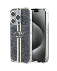 Guess IML 4G Gold Stripe case for iPhone 15 Pro Max - black