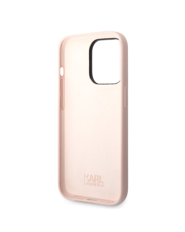 Karl Lagerfeld Liquid Silicone Ikonik NFT Case for iPhone 15 Pro Pink