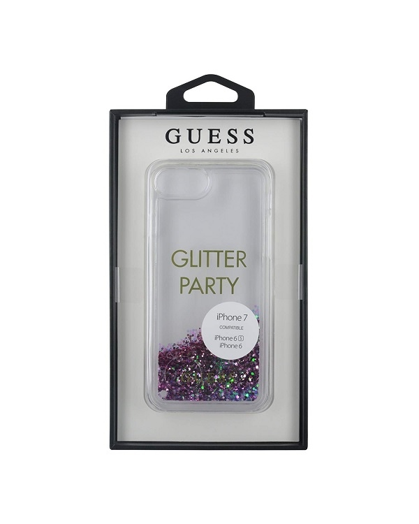 Guess GUHCP7GLUQPU iPhone 6|7|8 |SE 2020 | SE 2022 фиолетовый|пурпурный жесткий чехол Liquid Glitter Party