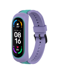Fusion Dual Color ремешок для часов Xiaomi Mi Band 3 / 4 / 5 / 6 зеленый - фиолетовый
