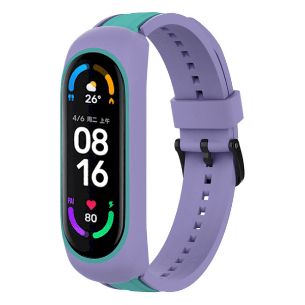 Fusion Dual Color ремешок для часов Xiaomi Mi Band 3 / 4 / 5 / 6 зеленый - фиолетовый