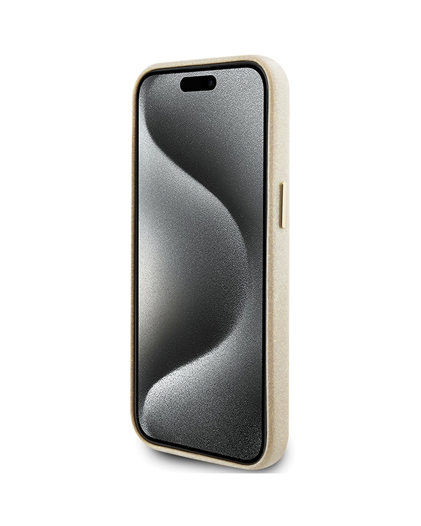 Guess GUHCP15SPGMCSD iPhone 15 6.1" złoty|light gold hardcase Glitter Glossy Script