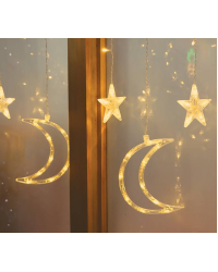Светодиодный занавес MOON | Звезды и луны | теплый белый свет