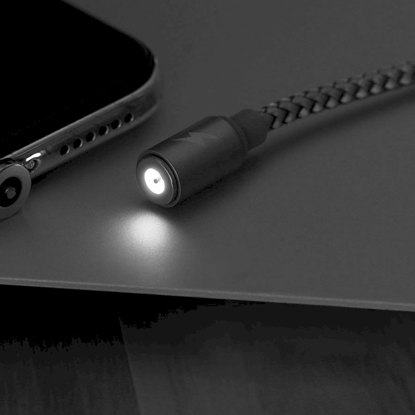 Remax Gravity RC-095i Magnetic USB / Lightning Cable with LED Light 1M 1A black