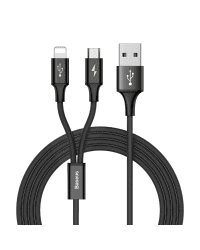 Baseus Rapid 2in1 USB cable Lightning / micro USB Cable with Nylon Braid 3A 1.2m black (CAML-SU01)