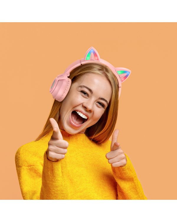 Наушники Borofone BO18 Cat Ear bluetooth розовый