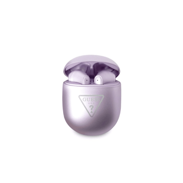 Guess GUTWST82TRU TWS Bluetooth Headphones + Purple|Purple Triangle Logo Docking Station
