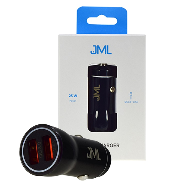 Автомобильное зарядное устройство JML CC-108 Quick Charge 3.0 / 2 x USB / 3А / 25Вт черный Автомобильное зарядное устройство JML CC-108 Quick Charge 3.0 / 2 x USB / 3А / 25Вт черный
