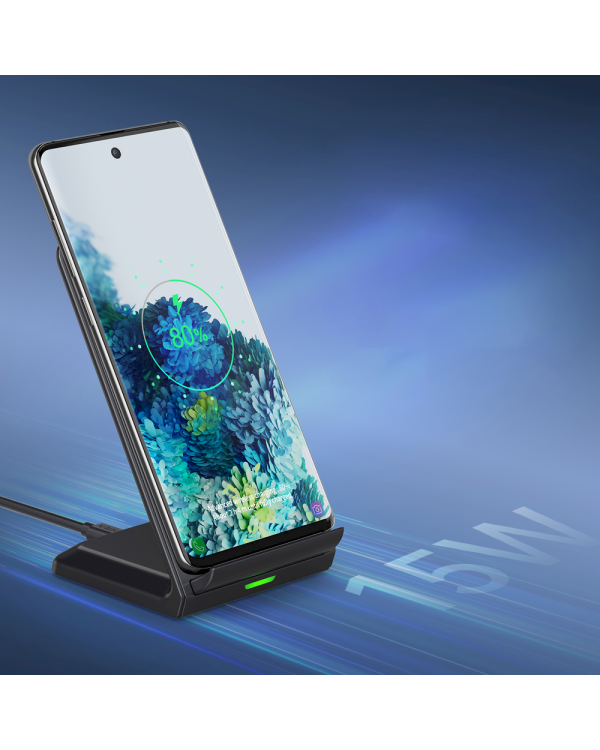 Choetech two-coil fast wireless charger 15W stand black + 1.2m micro USB cable (T524-F)