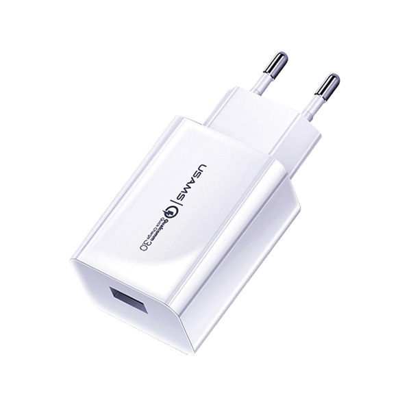 USAMS Ład. siec. 1xUSB T22 18W 3A QC3.0 (only head) Fast Charging biały|white CC83TC01 (US-CC083) USAMS Ład. siec. 1xUSB T22 18W 3A QC3.0 (only head) Fast Charging biały|white CC83TC01 (US-CC083)