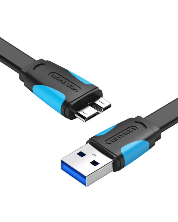 Flat USB 3.0 A male to Micro-B male cable Vention VAS-A12-B150 1.5m Black