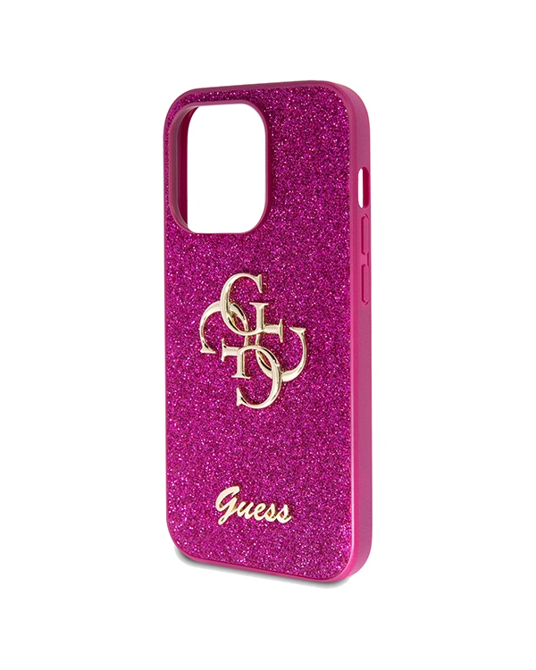 Guess GUHCP15XHG4SGU iPhone 15 Pro Max 6.7" фиолетовый жесткий чехол Glitter Script Big 4G