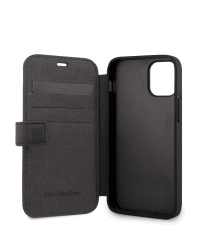 MEFLBKP12SARMBK Mercedes Perforated Leather Book Case for iPhone 12 mini 5.4 Black