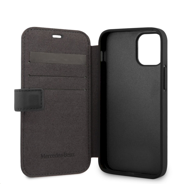 Обложка книги «MEFLBKP12SARMBK Mercedes Perforated Leather Book Case for iPhone 12 mini 5.4 Black»