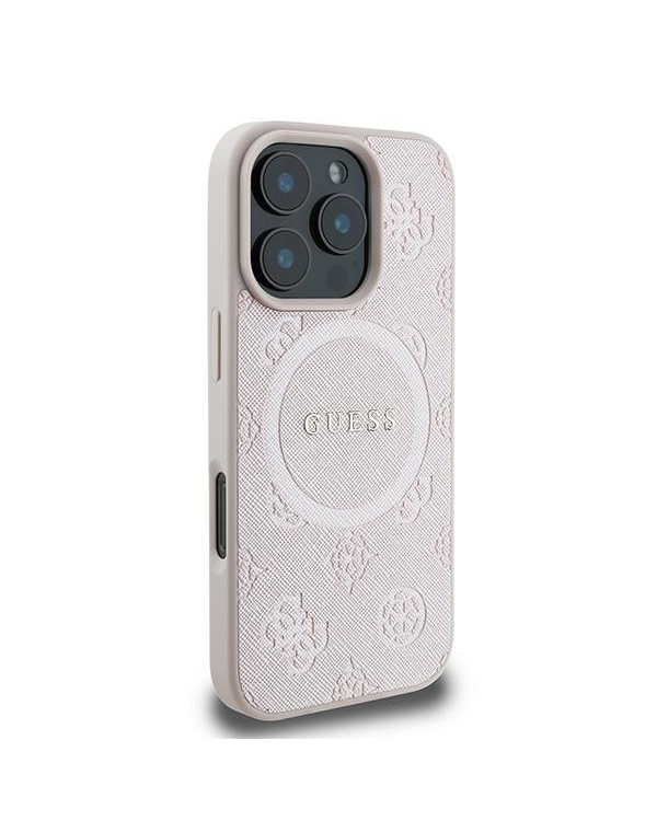Guess GUHMP16LPSAPSMEP iPhone 16 Pro 6.3" różowy|pink hardcase Saffiano Peony Classic Logo MagSafe